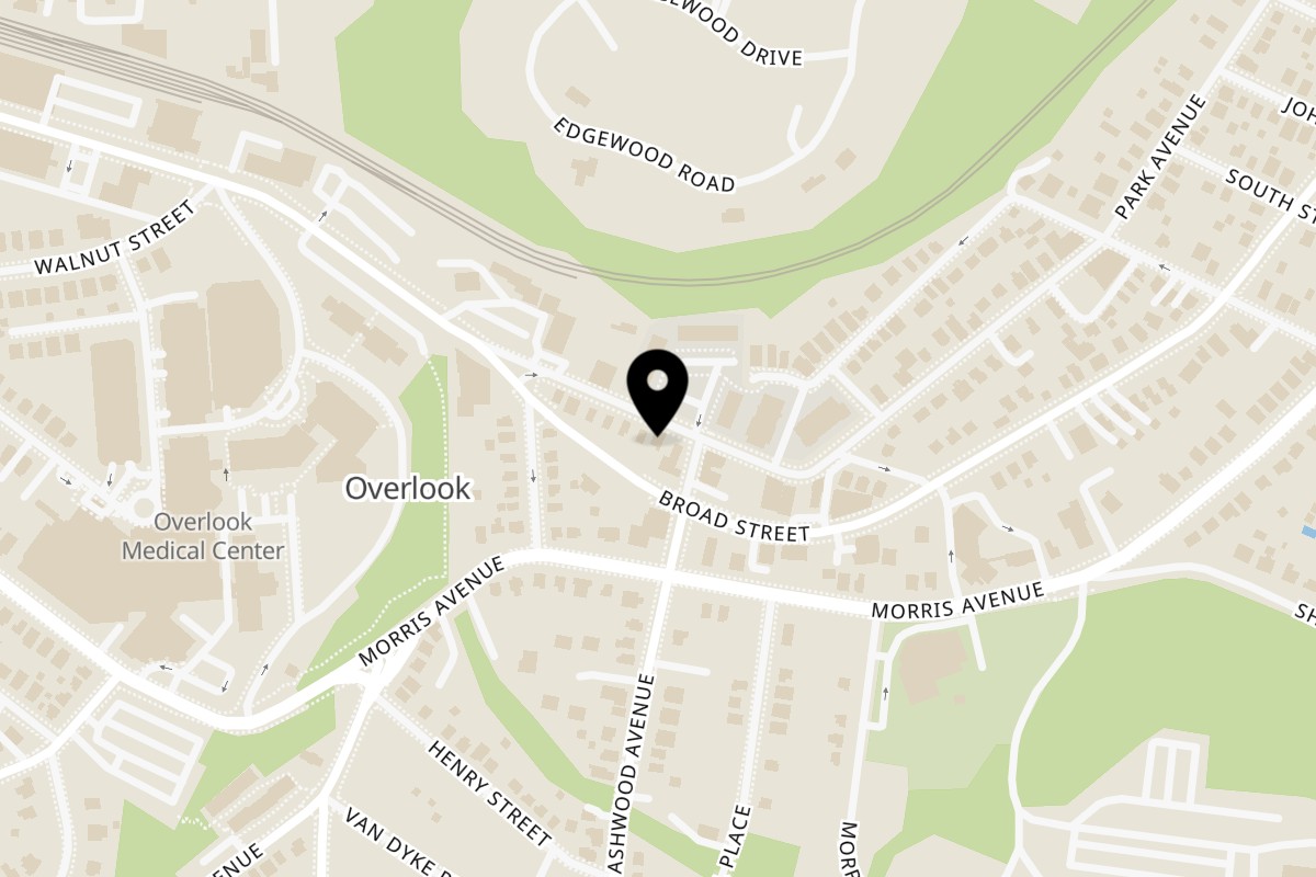 Map showing the location of AzucaR Restaurant on 96 Park Ave in Summit